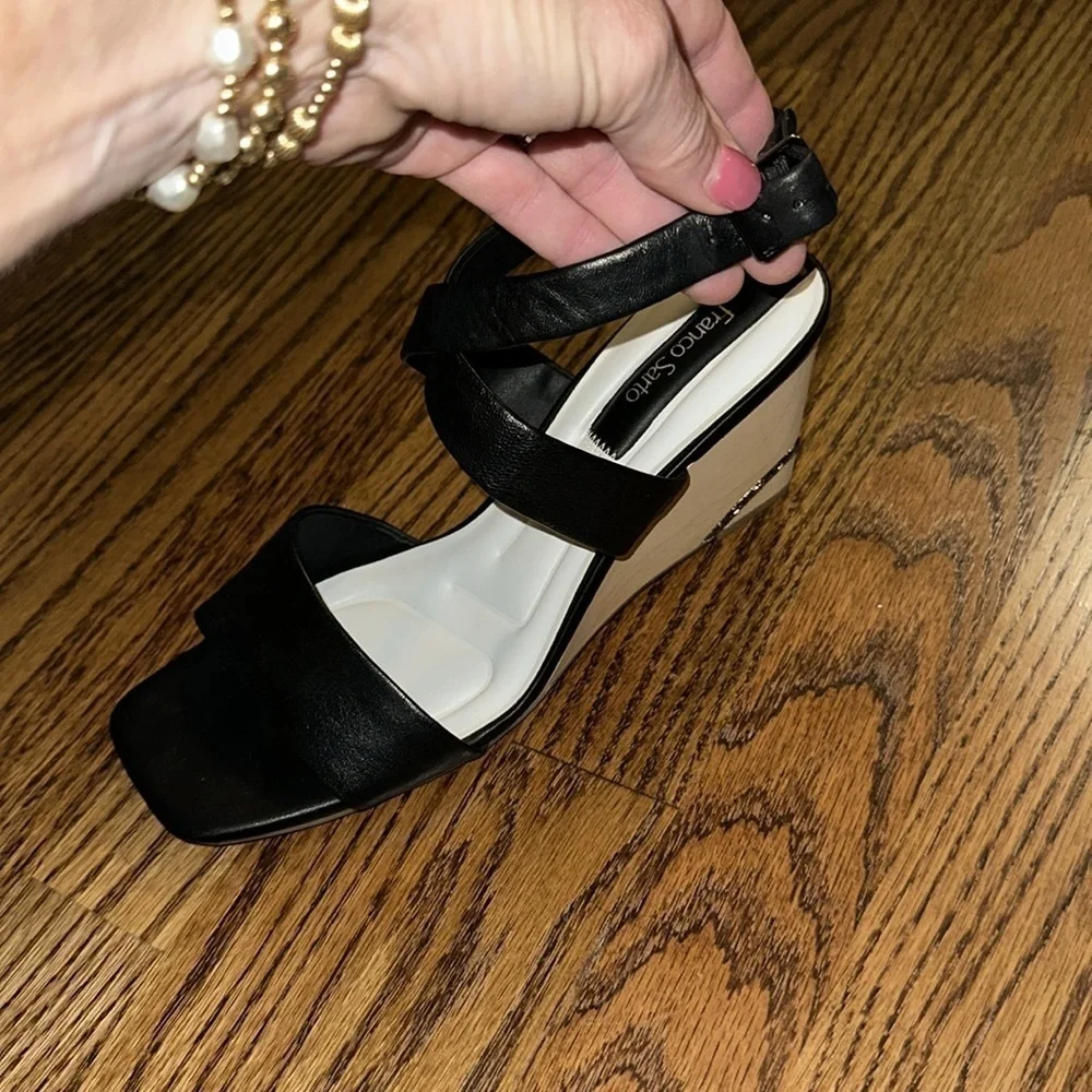Gorgeous leather Franco Sarto wedge sandal. Size 9.5